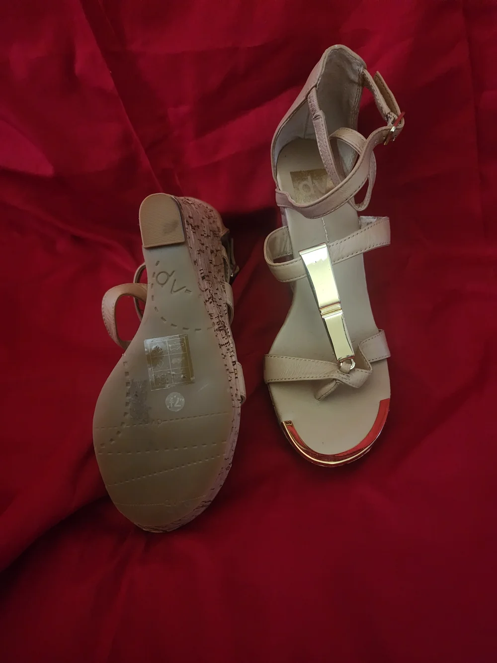 DV Dolce Vita Beige Cork Wedge Sandals - Women